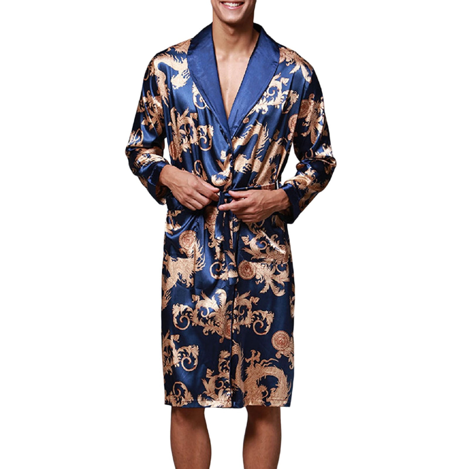 Men's Pajama Set, Silk Ice Silk Couple Pajamas Summer Casual Bathrobe