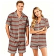 thumbnail image 1 of Men's Pajama Sets Button Up Pajamas for Women Matching Pj Set Women Plaid Button Down Soft Cooling Sleepwear with Pockets Women Men Short Sleeve Matching Pajamas Set for Couples Lounge 2Pcs, Red, 2XL, 1 of 5