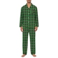 thumbnail image 1 of Men's Pajama Sets Long Sleeve Checked Lounge Wear Set Flannel Pyjamas Plaid Top and Bottoms 2 Piece Winter Cotton Nightwear Green 3XL, 1 of 5