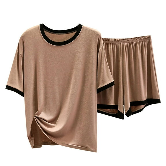 Men's Pajama & Sets & Loungewear Short Sleeved T Shirt Two Piece Summer Thin Loose Casual Shorts Set Can Be Worn At Home