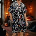 thumbnail image 1 of Men's Pajama & Sets & LoungewearCute Casual Short Sleeve Button Shirts and Loose Pants Outfits Comfortable Two Piece Outfit For Relaxation,#25 XL, 1 of 4