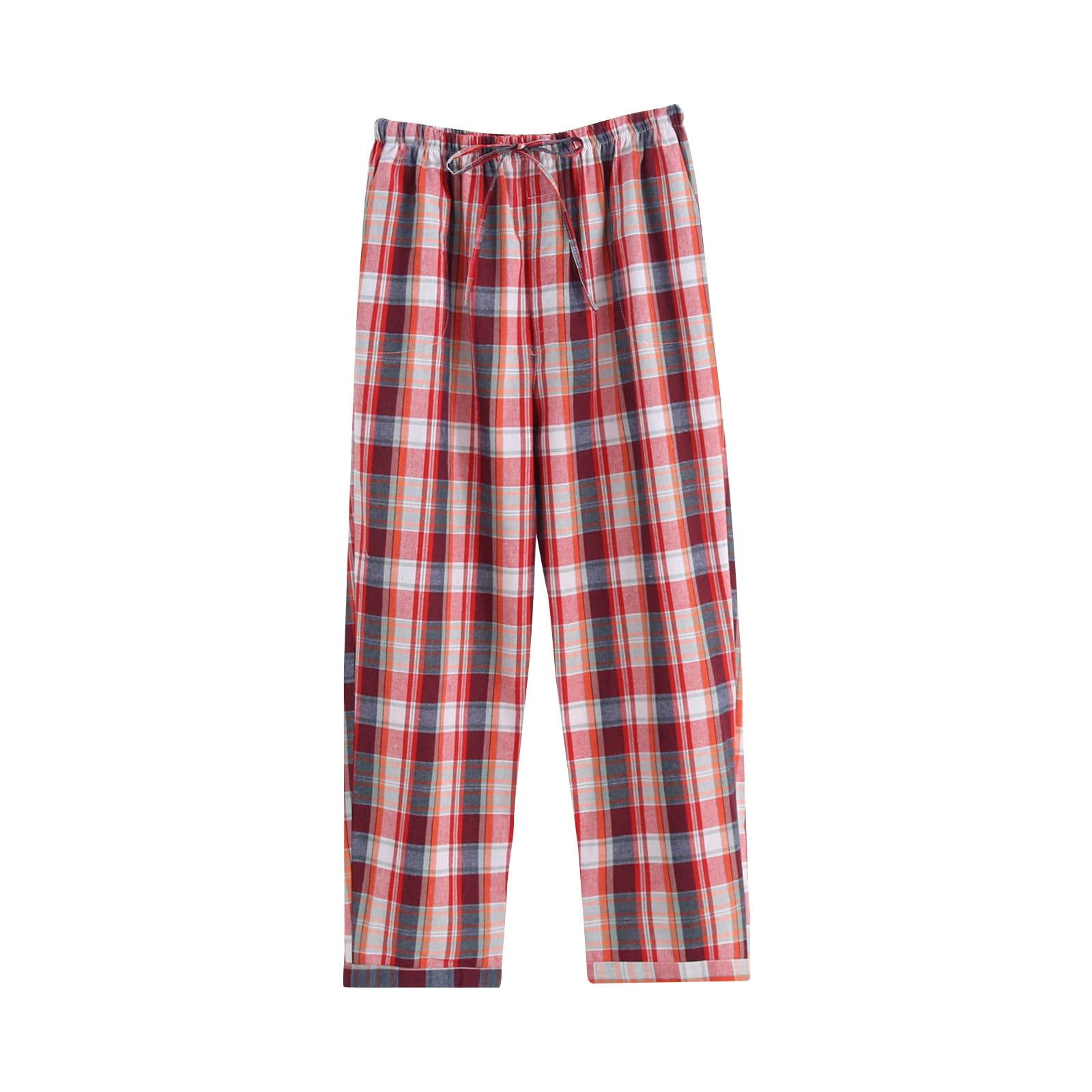 Men's Pajama Sets Trendy Pant Plaid Thin Loose Wide Leg Plus Size ...