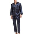 thumbnail image 1 of Men's Pajama Sets Trendy Printed Silk V Neck Button Long Sleeved Long Pants Set Men Pjs Sets, 1 of 5