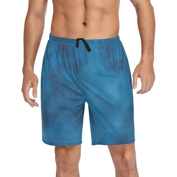 Men's Pajama Shorts Bottoms with Pockets Soft Lightweight Lounge Sleep Wear Blue Dreamy Fluffy Clouds
