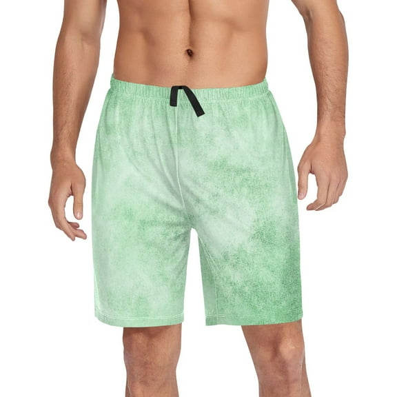 Men's Pajama Shorts Bottoms with Pockets Soft Lightweight Lounge Sleep Wear Colorful Green Watercolor