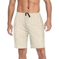 thumbnail image 1 of Men's Pajama Shorts Bottoms with Pockets Soft Lightweight Lounge Sleep Wear Cream, 1 of 6