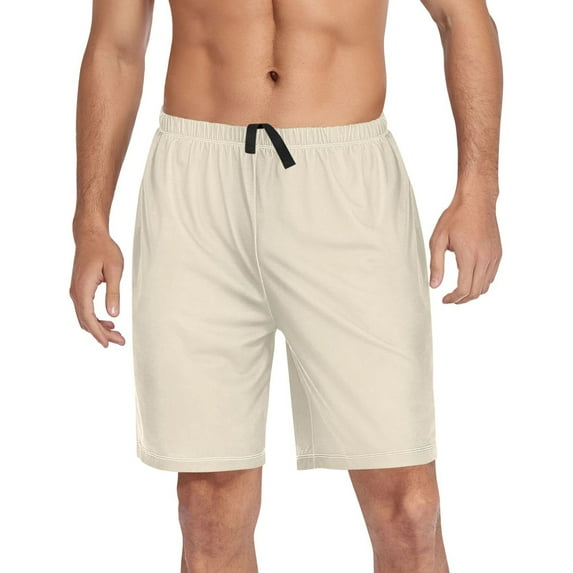 Men's Pajama Shorts Bottoms with Pockets Soft Lightweight Lounge Sleep Wear Cream