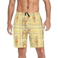 thumbnail image 1 of Men's Pajama Shorts Bottoms with Pockets Soft Lightweight Lounge Sleep Wear Cute Camel on Plaid, 1 of 6