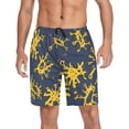 thumbnail image 1 of Men's Pajama Shorts Bottoms with Pockets Soft Lightweight Lounge Sleep Wear Dark Blue Yellow Splashes, 1 of 6