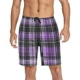 thumbnail image 1 of Men's Pajama Shorts Bottoms with Pockets Soft Lightweight Lounge Sleep Wear Purple Scottish Tartan, 1 of 6