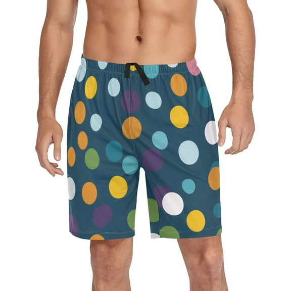 Men's Pajama Shorts Bottoms with Pockets Soft Lightweight Lounge Sleep Wear Random Color Dots