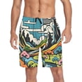 thumbnail image 1 of Men's Pajama Shorts Bottoms with Pockets Soft Lightweight Lounge Sleep Wear Vibrant Woodblock Landscapes, 1 of 6