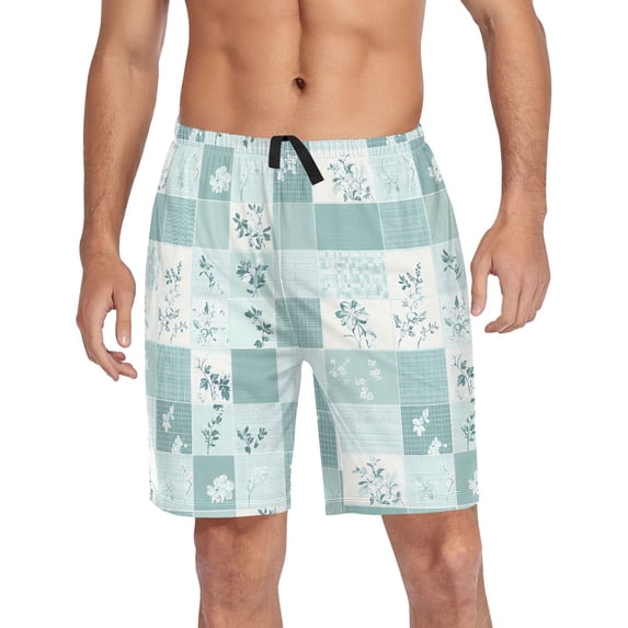 Men's Pajama Shorts Bottoms with Pockets Soft Lightweight Lounge Sleep Wear Vintage Floral and Gingham