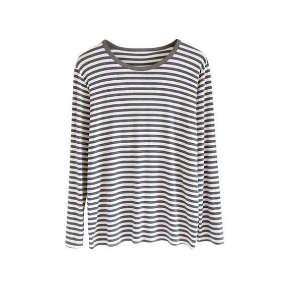 Men's Pajamas Crew Neck Long Sleeve Stripes Pullover Tops Casual Stylish Lightweight Lounge & Sleep Wear Loose Fit (3XL, Dark Gray)