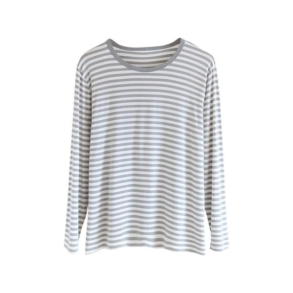 Men's Pajamas Crew Neck Long Sleeve Stripes Pullover Tops Casual Stylish Lightweight Lounge & Sleep Wear Loose Fit (XL, Green)