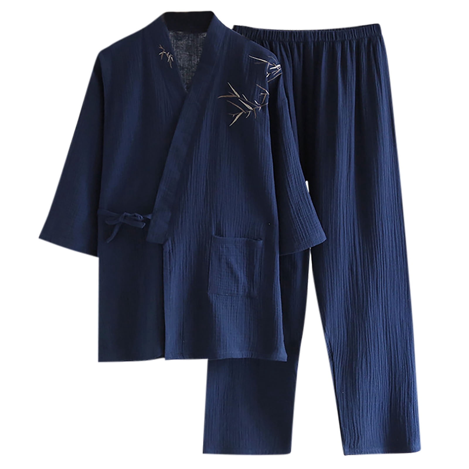 Men's Cotton Winter Long Kimono Pajama Set – Japanese Style Nightwear