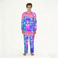 thumbnail image 1 of Men's Pajamas Set Comfy Lounge Two Piece Long Sleeve Pjs Soft Sleepwear, Magic Mushroom Geometry Psychedelic, 1 of 6