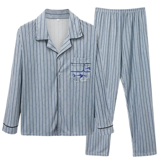 Men's Pajamas Set Spring Snd Autumn Long Sleeve Home Cardigan Pure Soft Comfortable Hidden Buttons