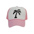 thumbnail image 1 of Men's Palm Tree Cap Snapback Trucker Hat, White/Light Pink, 1 of 2