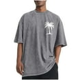 thumbnail image 1 of Men's Palm Tree Printed Graphic Tees Loose Fit Crewneck Short-Sleeve T-Shirt Big and Tall Workout Athletic Blouses, 1 of 4