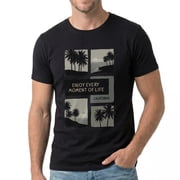 Mens Palm Trees Sunset California Life Graphic T-Shirt, Premium Cotton Short Sleeve Crew Neck Tee