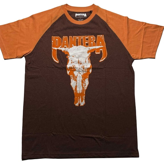 Men's Pantera Skull Baseball Jersey Medium Brown & Orange