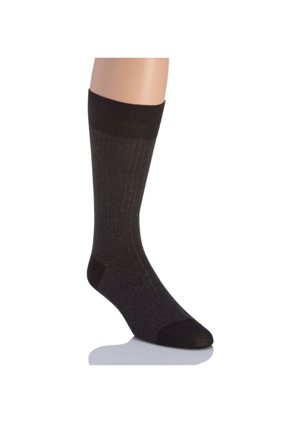 Men's Pantherella 5311 Fabian Herringbone Fancy Sock (Black M)