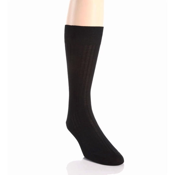 Men's Pantherella 5796 Laburnum Merino Wool 5x3 Rib Dress Sock (Black XL)