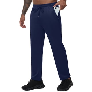 Men's Pants Athletic Open Bottom Running Pants Mens Sweatpants with Pockets Navy Blue XL