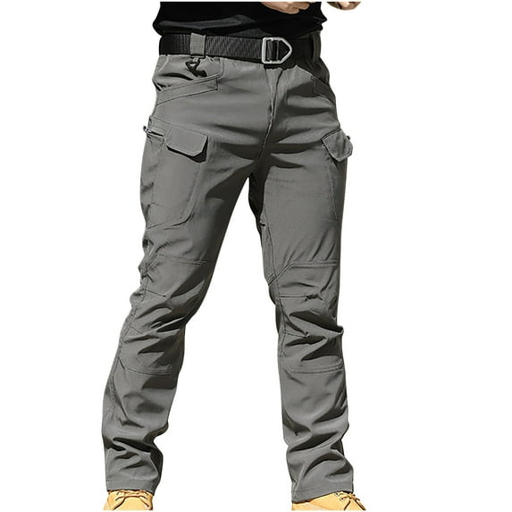 Men's Pants Big And Tall Elastic Waist Under $15 Outdoor Solid Color Pocket Slim Pants Full Length Pants