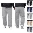 thumbnail image 1 of Men's Pants Casual Big And Tall 2026 Drawstring High Elastic Waist Loose Fit Straight Leg Stretch Trousers with Pockets, 1 of 4