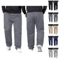 thumbnail image 1 of Men's Pants Casual Big And Tall 2026 Drawstring High Elastic Waist Straight Leg Loose Fit Stretch Trousers with Pockets, 1 of 4