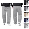 thumbnail image 1 of Men's Pants Casual Big And Tall 2026 Drawstring High Elastic Waist Straight Leg Loose Fit Stretch Trousers with Pockets, 1 of 4