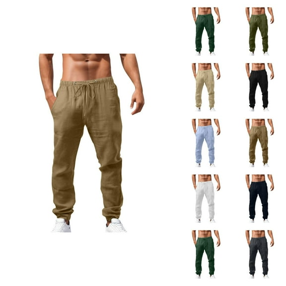 Men's Pants Casual Jogger Style, Drawstring Waist Cotton Pants for Men, Lightweight Lounge Pants with Pockets, Relaxed Fit for Gym, Travel or Daily Streetwear S-5XL, Black