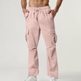 thumbnail image 1 of Men's Pants Clearance Cargo Under $10 Elastic Waist Casual Sport Pocket Drawstring Solid Color Elastic Waist Cargo Pants, 1 of 9