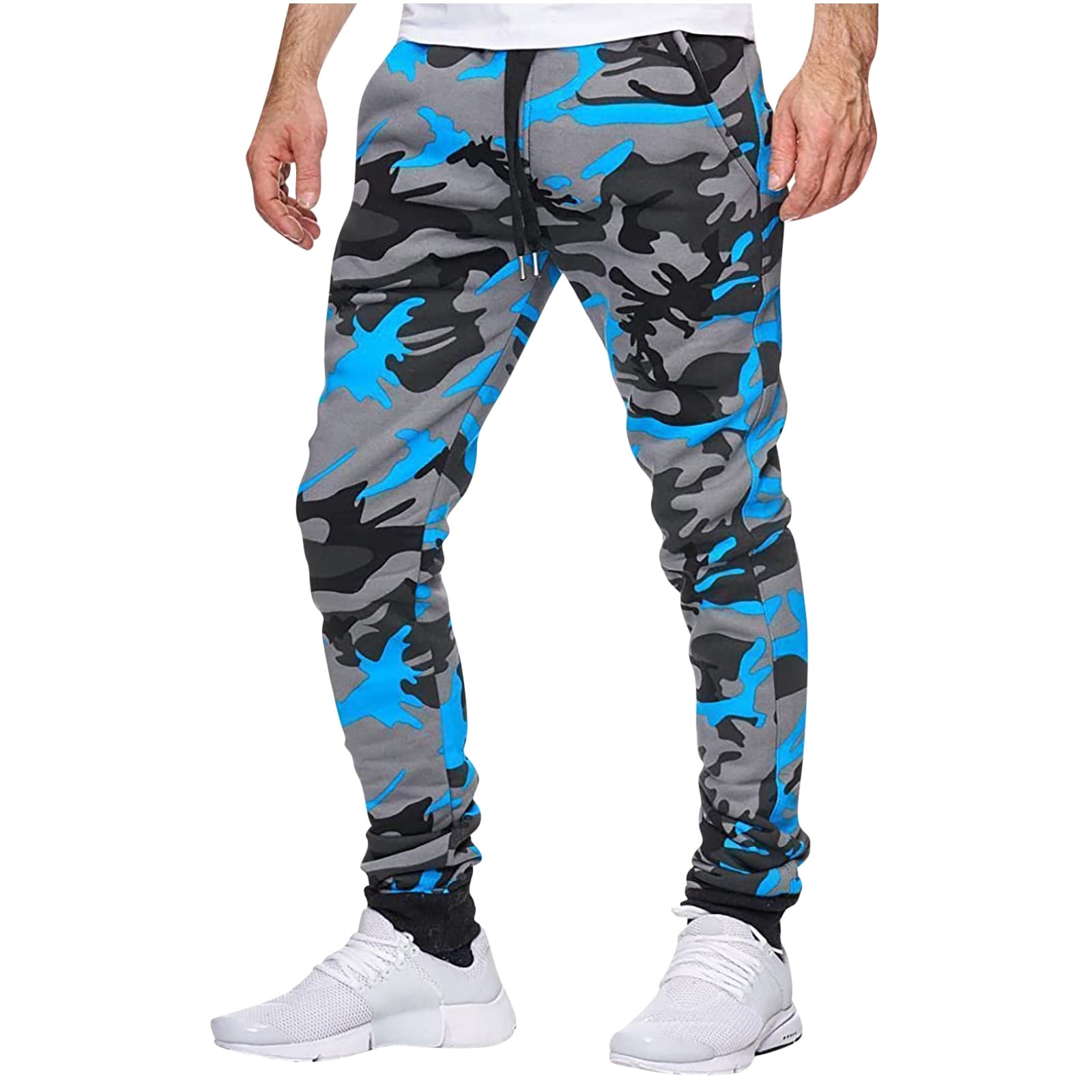GRAJTCIN Men's Camo Joggers Sweatpants - Lightweight Casual Pants For Hiking & Streetwear, Dark Camo