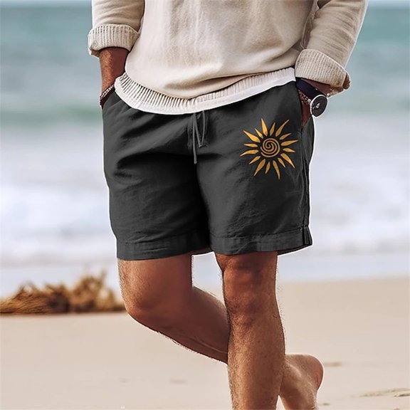 Men's Pants Clearance, Xunlbb Men's Leisure Loose Ventilate Drawstring Elastic Waist Printed Beach Shorts
