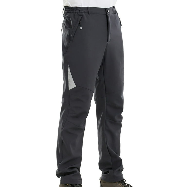 Men s Pants Men s Color Block Hiking Trousers Windproof Work Trousers Fleece Warm Lined Trekking Trousers With Pockets Men s Outdoor Fitness Softshell Trousers Walmart