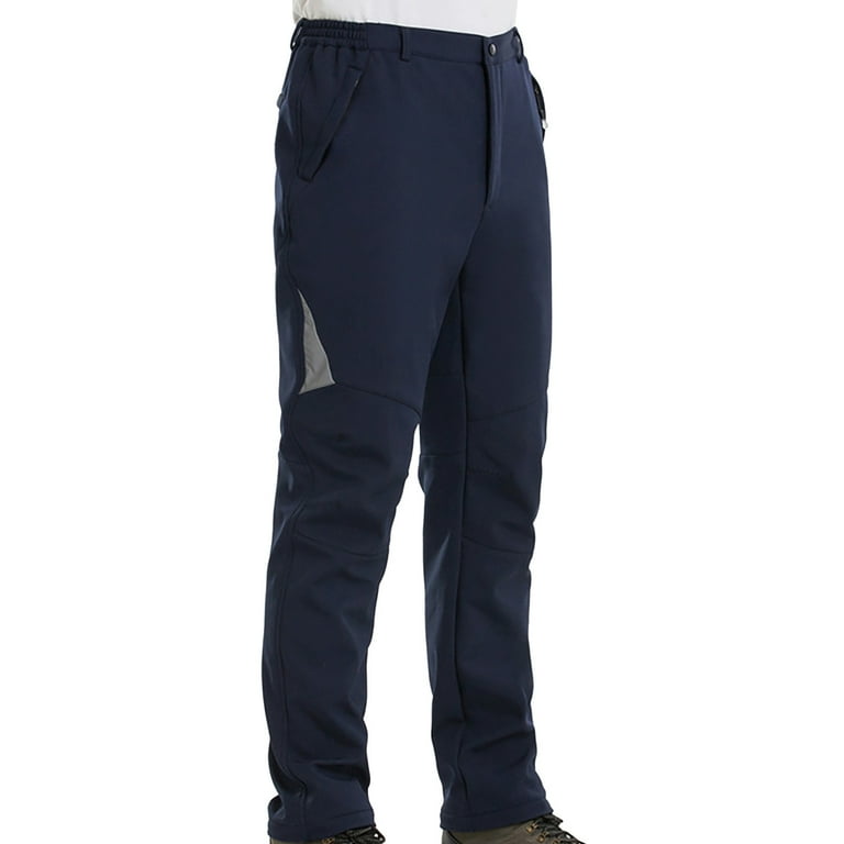 Men s Pants Men s Color Block Hiking Trousers Windproof Work Trousers Fleece Warm Lined Trekking Trousers With Pockets Men s Outdoor Fitness Softshell Trousers Walmart