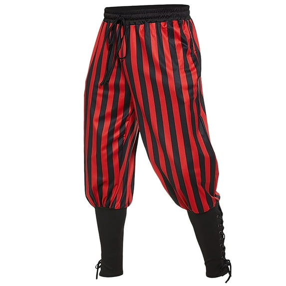 Men's Pants Cosplay Costume Halloween Gothic with Drawstrings Lightweight Straight Leg Trousers