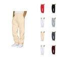 thumbnail image 1 of Men's Pants Cotton Casual Straight Leg Trousers, Relaxed Fit Pants for Men, Lightweight Elastic Waist Lounge Pants with Pockets for Work, Travel or Daily Streetwear S-3XL, 1 of 4