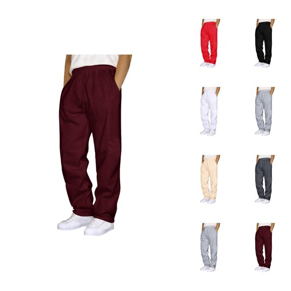 Men's Pants Cotton Casual Straight Leg Trousers, Relaxed Fit Pants for Men, Lightweight Elastic Waist Lounge Pants with Pockets for Work, Travel or Daily Streetwear S-3XL
