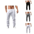 thumbnail image 1 of Men’s Pants Cotton Linen Blend, Elastic Waist Relaxed Fit Lounge Pants for Men, Lightweight Casual Trousers for Summer, Travel, Beach or Sleepwear Style S-5XL, Black, 1 of 5