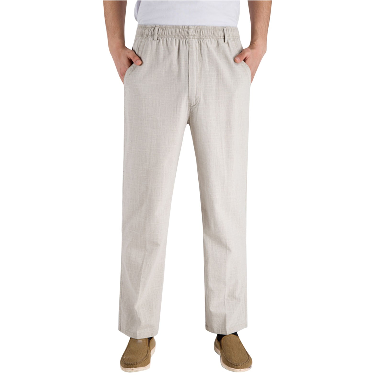 Men's Pants Elastic Waist Drawstring Long Trousers Fashion Pants