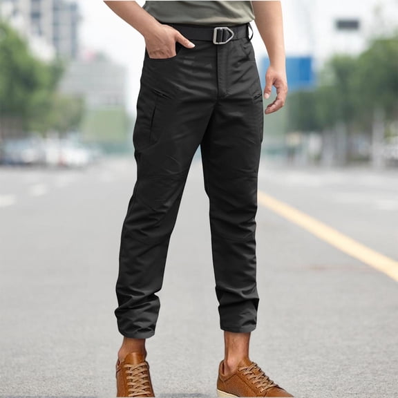 Men's Pants Elastic Waist With Belt Loops New Loose High Elasticity Waterproof Multi Pocket Work Pants