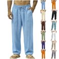 thumbnail image 1 of Men's Pants Fashion Loose Drawstring Girdle Leg Pants with Pockets Weekend Brunch Outfit, 1 of 6