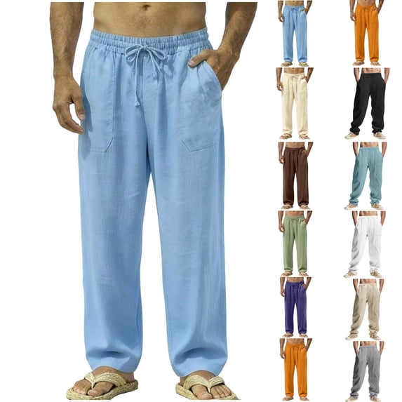 Men's Pants Fashion Loose Drawstring Girdle Leg Pants with Pockets Weekend Brunch Outfit