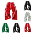 thumbnail image 1 of Men's Pants Loose Streetwear Striped Slacks Wide Leg Sports Pants Drawstring Trousers Fall Athleisure Plus Size Sweatpants, 1 of 8