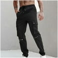 thumbnail image 1 of Men's Pants Men Casual Multiple Pockets Outdoor Straight Type Fitness Pants Cargo Pants Trousers Work Pants for Men Plus Size Black 2XL, 1 of 6