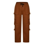 Mens Pants Solid Casual Multiple Pockets Outdoor Straight Type Pants Cargo Pants Trousers Casual Pants for Men